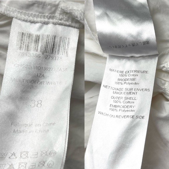 SEE BY CHLOE Floral Eyelet Embroidered Puff Short Sleeve Scalloped Midi Dress 6 - Picture 14 of 16